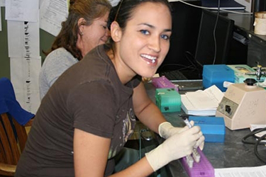student working in the lab